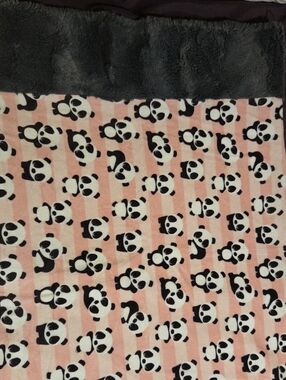 Plush Panda Print Decorative Pillow Sham - Pink and Charcoal
